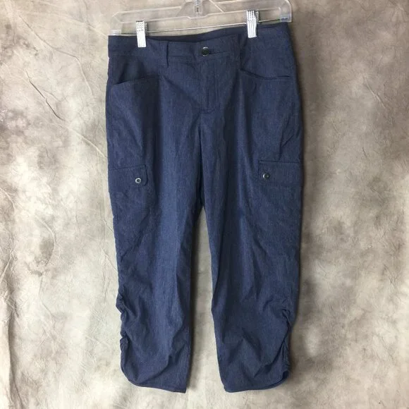 Eddie Bauer Blue Nylon Blend Microfiber Stretch Capri Cargo Pants Utility 4 - Picture 12 of 12